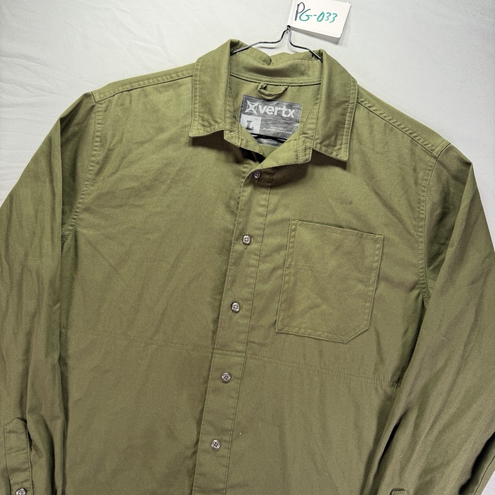 Vertx Shirt Mens Large Green Long Sleeve Button Up Workwear Cotton Lined Outdoor